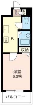ディアコートII(1K/2階)の間取り写真