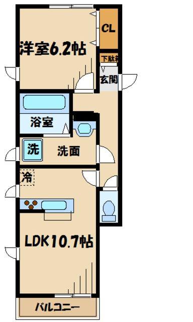 リヴィエール(1LDK/1階)の間取り写真
