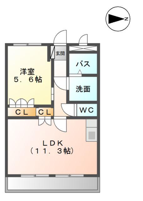 メゾンドコンフォースI(1LDK/2階)の間取り写真
