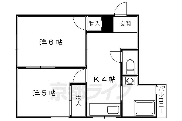 ハイム聖護院(2DK/3階)の間取り写真