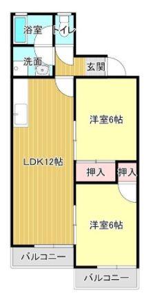 メゾン上岡田A棟(2LDK/2階)の間取り写真