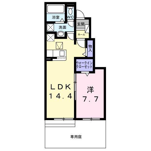 フローレス コート I(1LDK/1階)の間取り写真