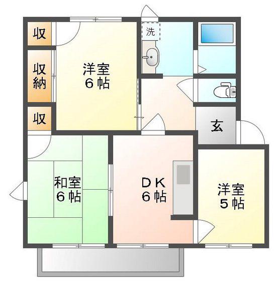 フレグランス上林(3DK/2階)の間取り写真