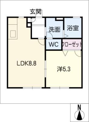 ウイステリア(1LDK/1階)の間取り写真