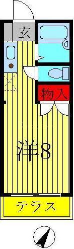クレールセゾン(ワンルーム/2階)の間取り写真