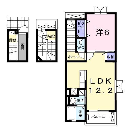 シャンルース(1LDK/3階)の間取り写真