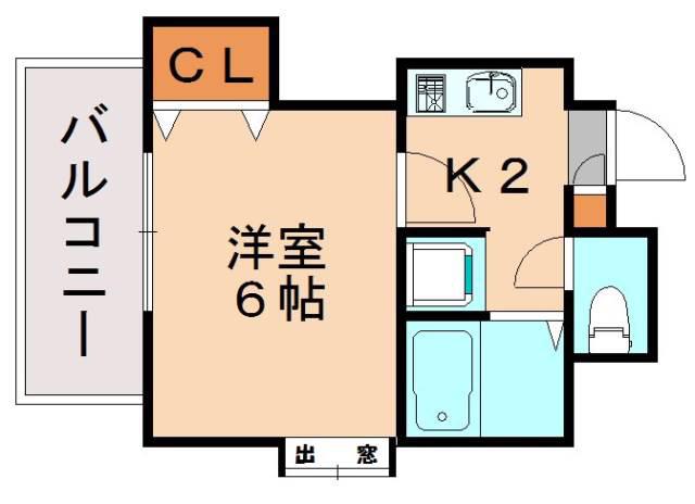 西鉄貝塚線 西鉄香椎駅 徒歩4分 8階建 築35年(1K/7階)の間取り写真