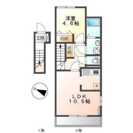 グリーンハイツ(1LDK/2階)の間取り写真