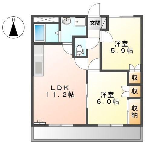 エスポワールNK(2LDK/2階)の間取り写真