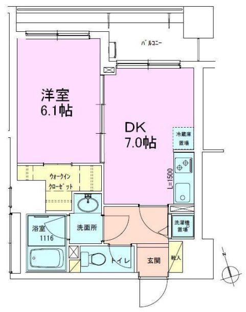 銀座レジデンス参番館(1DK/4階)の間取り写真