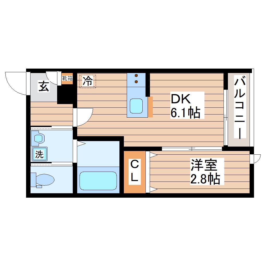 ガス割第15弾 南小泉八軒小路AP(1DK/3階)の間取り写真