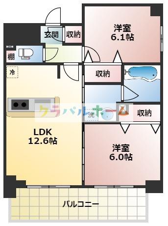 エステムコート新大阪Xザ・ゲート(2LDK/13階)の間取り写真