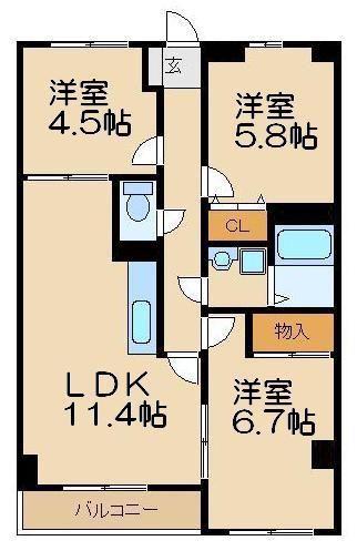 メゾンファミーユ南大塚(3LDK/3階)の間取り写真