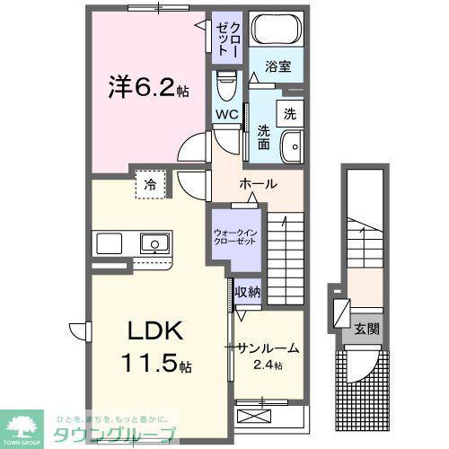 ヒカルサ深谷上野台(1LDK/2階)の間取り写真