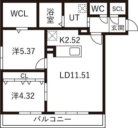 ガイアールS24(2LDK/2階)の間取り写真