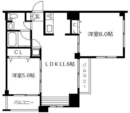 クレアランドマーク(1LDK/13階)の間取り写真