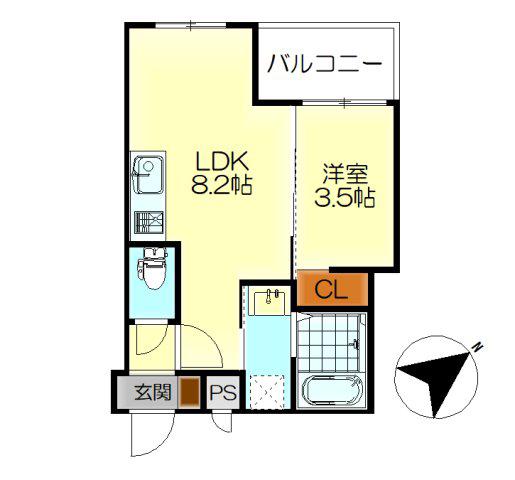 MOVE広古新開(1LDK/3階)の間取り写真