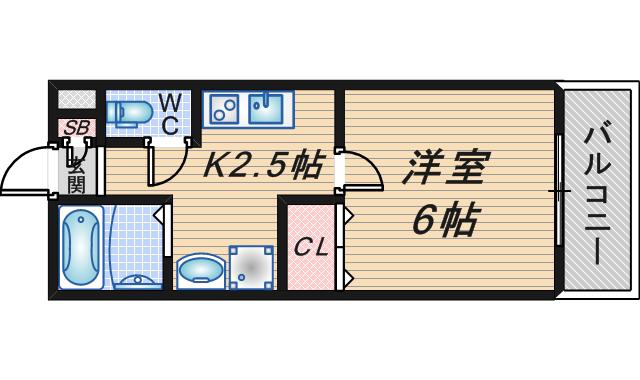 L&Cスターハイツ16(1K/1階)の間取り写真