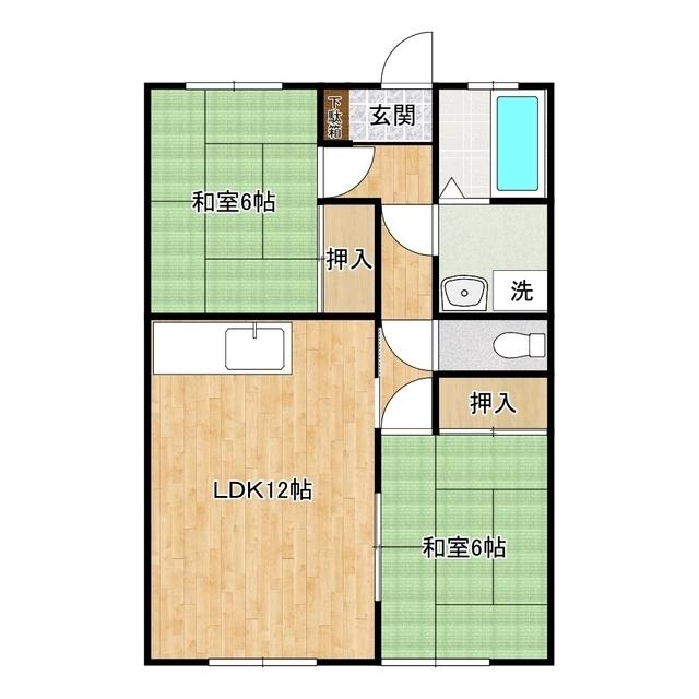 ハイツ華蓮(2LDK/2階)の間取り写真