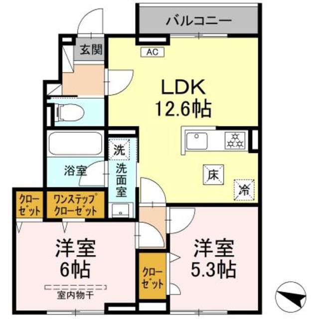 ヒルサイドテラス(2LDK/1階)の間取り写真