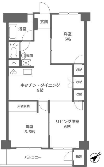 しらとり台2号棟(2LDK/6階)の間取り写真