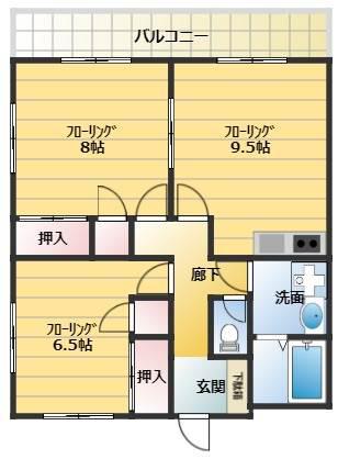 サンハイム高萬二番館(2LDK/3階)の間取り写真