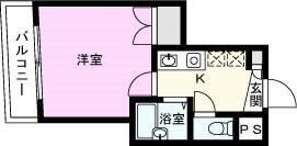 オカダホームズ(1K/3階)の間取り写真