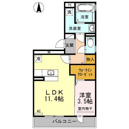 リヴェールK(1LDK/2階)の間取り写真