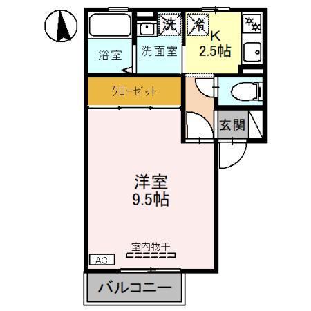 JUMEIRAH B(1K/2階)の間取り写真
