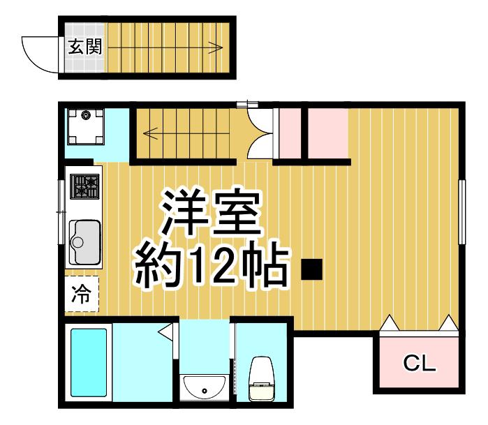 山口ハイツ(ワンルーム/2階)の間取り写真