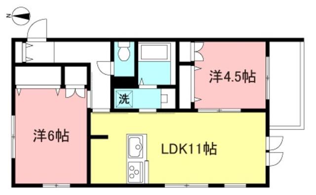 BELL DES ARBRE(2LDK/2階)の間取り写真