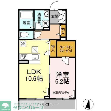 フロンティア南大泉(1LDK/1階)の間取り写真