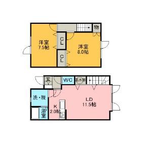 ルピナス21(2LDK/1階)の間取り写真