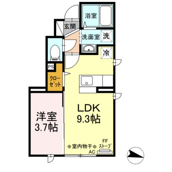 ステラ青柳(1LDK/1階)の間取り写真