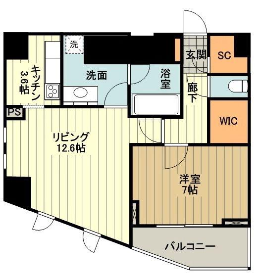 RODIA立川(1LDK/6階)の間取り写真
