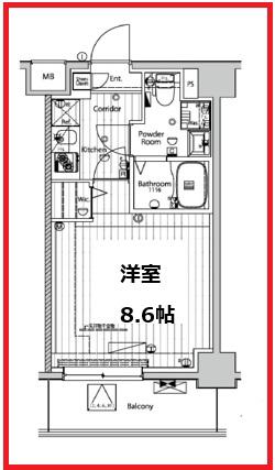 メイクスアート五反野(1K/8階)の間取り写真
