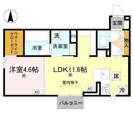 D-ROOM 中島(1LDK/1階)の間取り写真