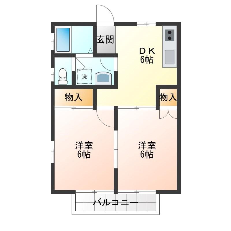 ハイツ栗崎(2DK/2階)の間取り写真