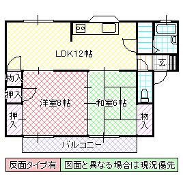タウンハイツ中丸 A(2LDK/1階)の間取り写真