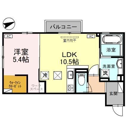 ユースフル高尾台(1LDK/1階)の間取り写真