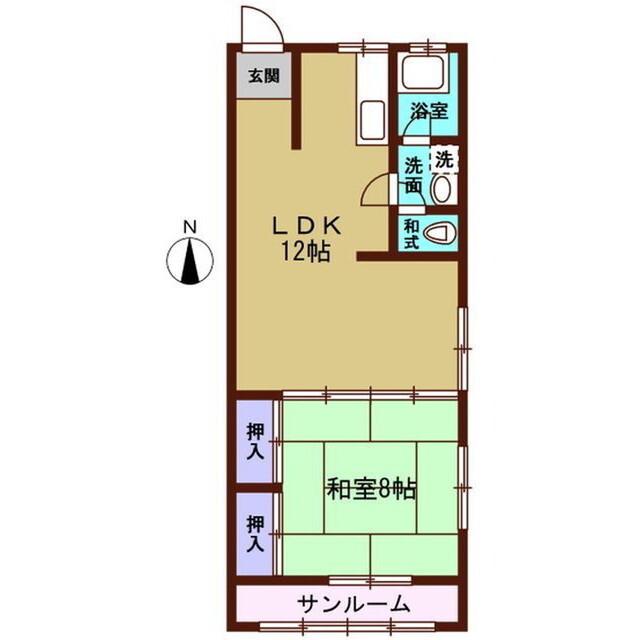 南ハイツ(1LDK/2階)の間取り写真