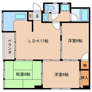 三洋ビル(3LDK/3階)の間取り写真