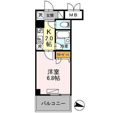 カスタリア住吉(1K/7階)の間取り写真