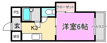 北島ハイツ(1K/5階)の間取り写真