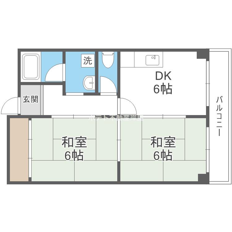 パークサイド御崎(2DK/4階)の間取り写真
