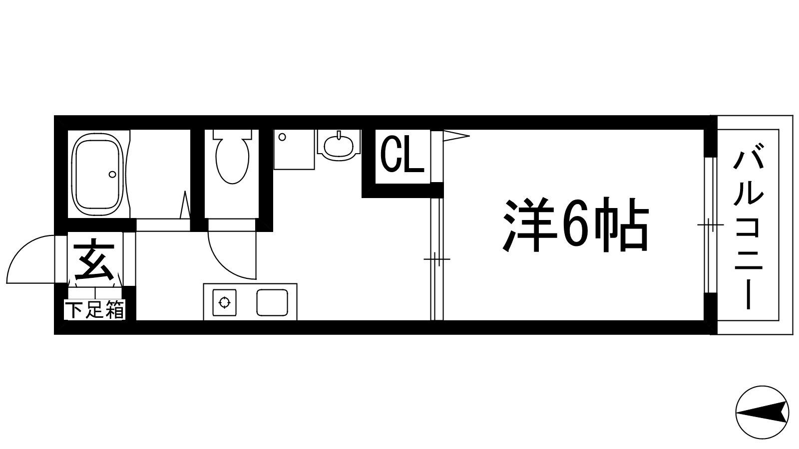 メゾン浜田(1K/2階)の間取り写真