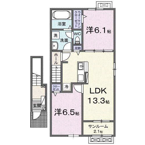 ル・クレール(2LDK/2階)の間取り写真