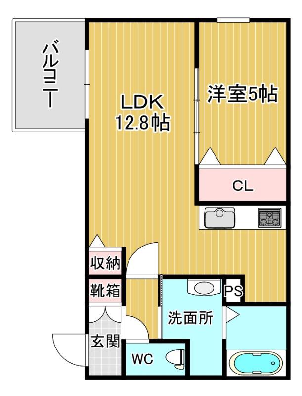 シエーナ川西中央1(1LDK/1階)の間取り写真