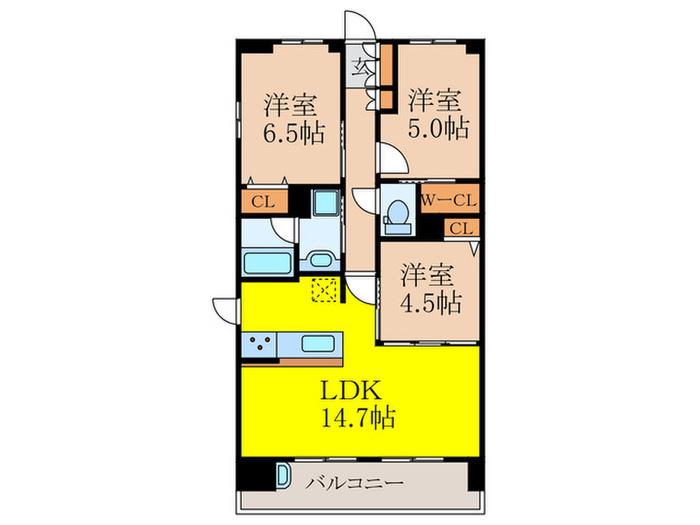 エスリード箕面船場阪大前(3LDK/3階)の間取り写真