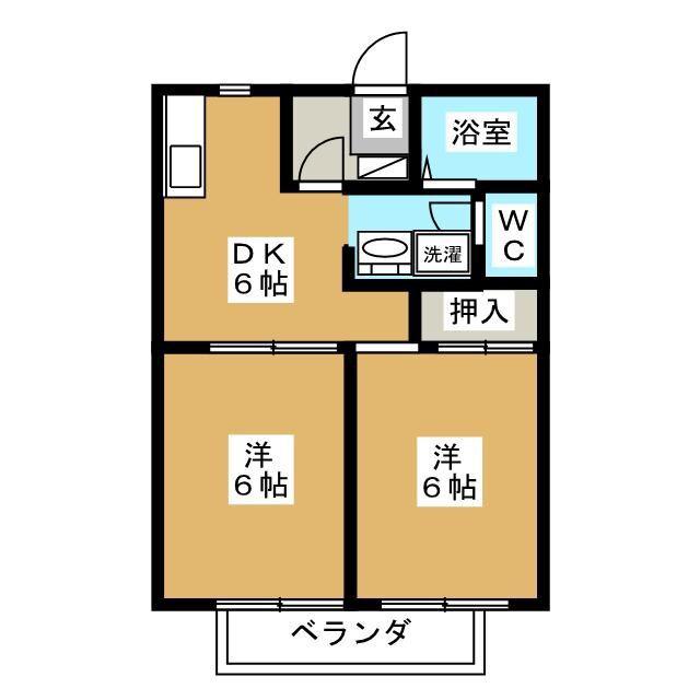 ドリームときわ(2DK/1階)の間取り写真